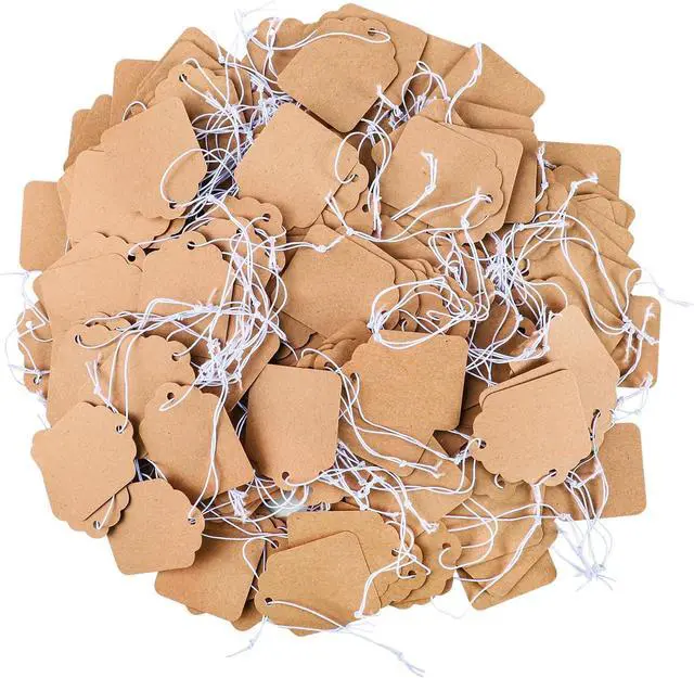 Main image of 200 Pcs Small Price Tags Paper Tags with Elastic String 1.38×1.8 Inch