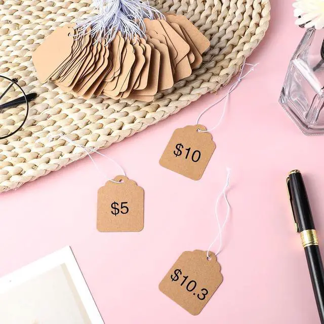 Alt view image 3 of 7 - 200 Pcs Small Price Tags Paper Tags with Elastic String 1.38×1.8 Inch
