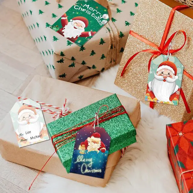 Alt view image 4 of 6 - GZCQLKOR 120 Pcs Christmas Gift Tags, Christmas Hanging Tag Label for Christmas DIY Decorations Present Wrapping, with 20m / 66ft Christmas Ribbons, Gift Decoration, 12 Styles
