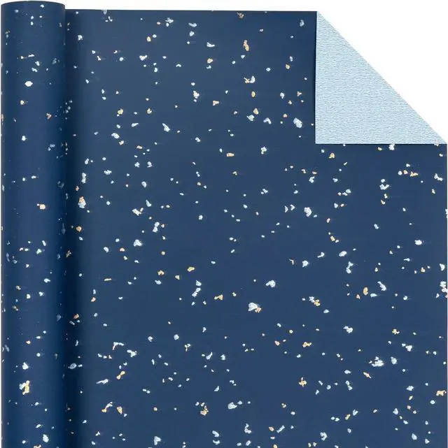 Alt view image 2 of 7 - WRAPAHOLIC Navy Blue Wrapping Paper Roll - Mini Roll - 17 Inch x 16.5 Feet - Navy Blue Gold Design with Silky Touch Perfect for Birthday, Wedding, Baby Shower, Holiday