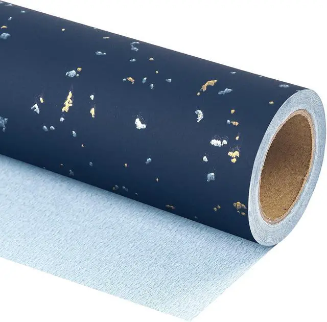 Alt view image 3 of 7 - WRAPAHOLIC Navy Blue Wrapping Paper Roll - Mini Roll - 17 Inch x 16.5 Feet - Navy Blue Gold Design with Silky Touch Perfect for Birthday, Wedding, Baby Shower, Holiday