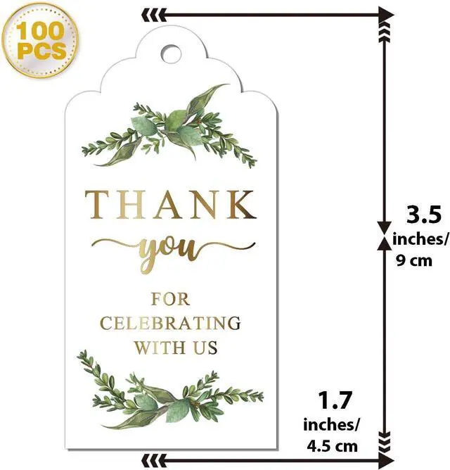Alt view image 2 of 6 - Greenery Gold Gift Tags - 100pcs, Perfect for Baby Showers, Birthdays, Weddings & Bridal Showers, Includes 100ft Natural Jute Twine