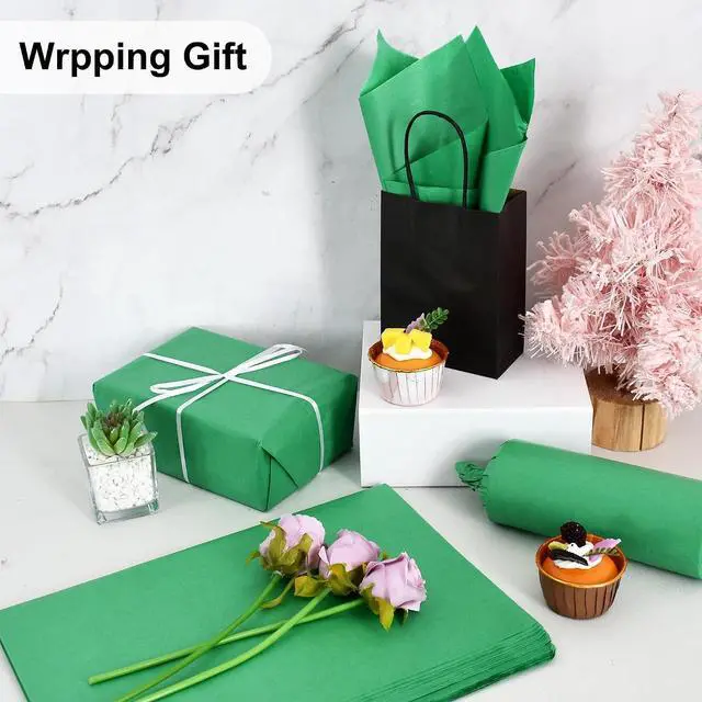Alt view image 3 of 7 - BEISHIDA 100 Sheets Green Tissue Paper Bulk, Wrapping Tissue Paper for Gift Bags, 14 x 20 Inch Gift Wrap for Birthday Wedding Graduation DIY Crafts Holiday Flowers
