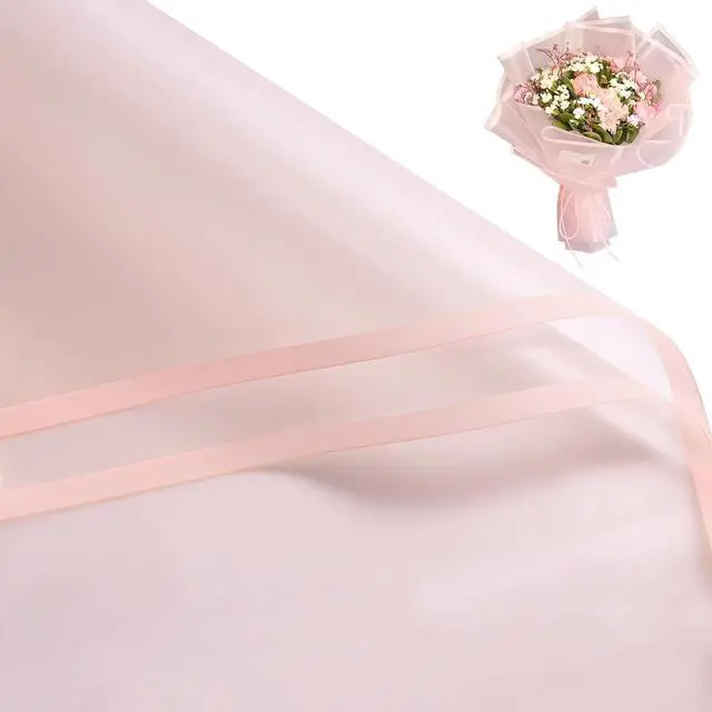 Main image of WRAPAHOLIC 20 Sheets Flower Wrapping Paper - 22.4 x 22.4 inch Pink Border Water-Resistant Floral Bouquet Wrapping Paper, Florist Supplies Packaging Paper for Wedding Birthday Gift DIY