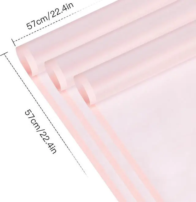 Alt view image 2 of 7 - WRAPAHOLIC 20 Sheets Flower Wrapping Paper - 22.4 x 22.4 inch Pink Border Water-Resistant Floral Bouquet Wrapping Paper, Florist Supplies Packaging Paper for Wedding Birthday Gift DIY