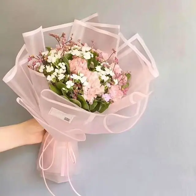 Alt view image 7 of 7 - WRAPAHOLIC 20 Sheets Flower Wrapping Paper - 22.4 x 22.4 inch Pink Border Water-Resistant Floral Bouquet Wrapping Paper, Florist Supplies Packaging Paper for Wedding Birthday Gift DIY