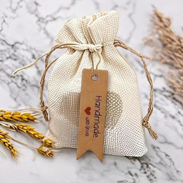 Alt view image 5 of 6 - 100 Pieces Handmade with Love Tags, Mini Kraft Paper Gift Tags Suitable for Party Favors, Weddings, Baby Showers, and Christmas Gift Tags (2.8 x 0.8 Inches)