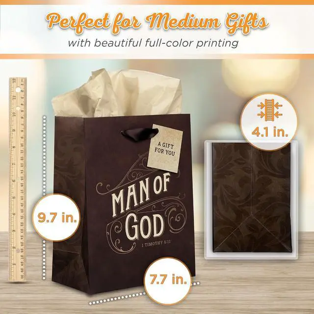 Alt view image 2 of 7 - Christian Art Gifts Medium Gift Bag for Men with Tissue Paper, Man of God