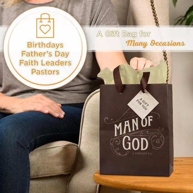 Alt view image 4 of 7 - Christian Art Gifts Medium Gift Bag for Men with Tissue Paper, Man of God