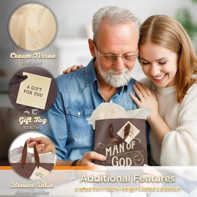Alt view image 3 of 7 - Christian Art Gifts Medium Gift Bag for Men with Tissue Paper, Man of God