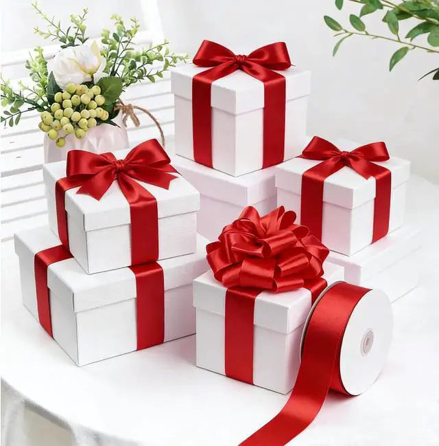Alt view image 3 of 7 - TONIFUL 100 Yard Red Satin Ribbon 1-1/2 Inch for Christmas Gift Wrapping