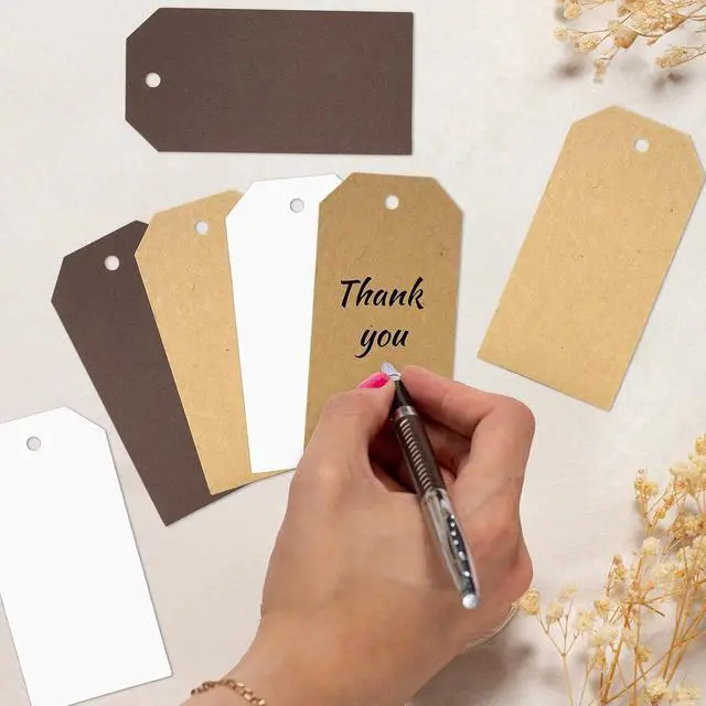 Alt view image 4 of 7 - G2PLUS Gift Tags with String 120PCS, 4 Colors Kraft Paper Gift Tag, 2X4 in