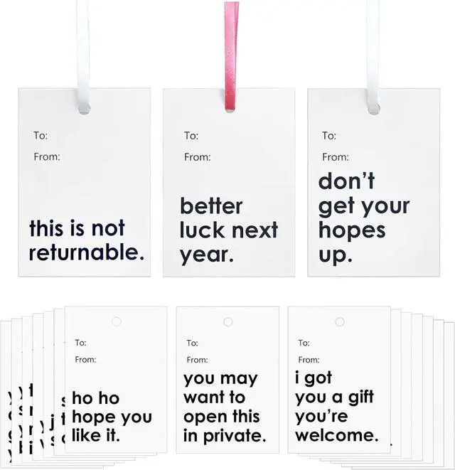 Main image of Funny Gift Tags for Presents, White, 18pcs