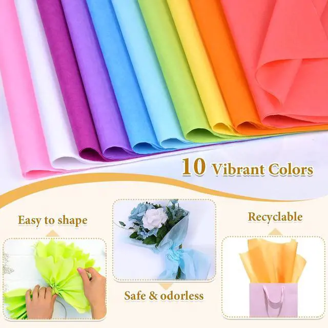 Alt view image 2 of 6 - 60 Sheets 20"x14" Wrapping Tissue Paper Bulk in 10 Assorted Colors for Gift Bags Weddings Birthday Arts Craft Party Decoration