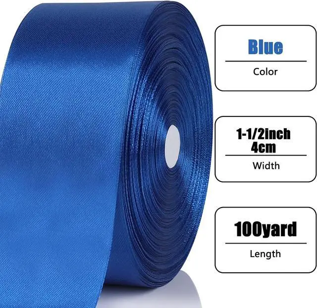 Alt view image 2 of 7 - NESCCI 100 Yards Ribbon,1-1/2 Inch Royal Blue Satin Ribbon