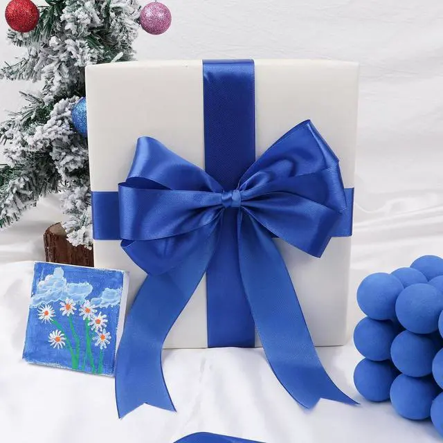 Alt view image 4 of 7 - NESCCI 100 Yards Ribbon,1-1/2 Inch Royal Blue Satin Ribbon