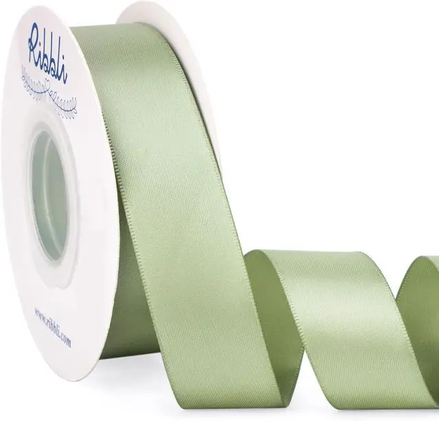 Main image of Ribbli Dusty Sage Satin Ribbon Double Faced Satin 1 Inch x Continuous 25 Yards-Sage Green Ribbon for Gift Wrapping Crafts Wedding Decoration Bows Bouquet Floral Arrangement