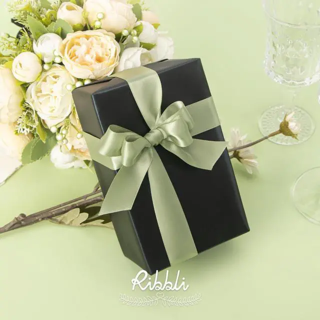 Alt view image 2 of 4 - Ribbli Dusty Sage Satin Ribbon Double Faced Satin 1 Inch x Continuous 25 Yards-Sage Green Ribbon for Gift Wrapping Crafts Wedding Decoration Bows Bouquet Floral Arrangement