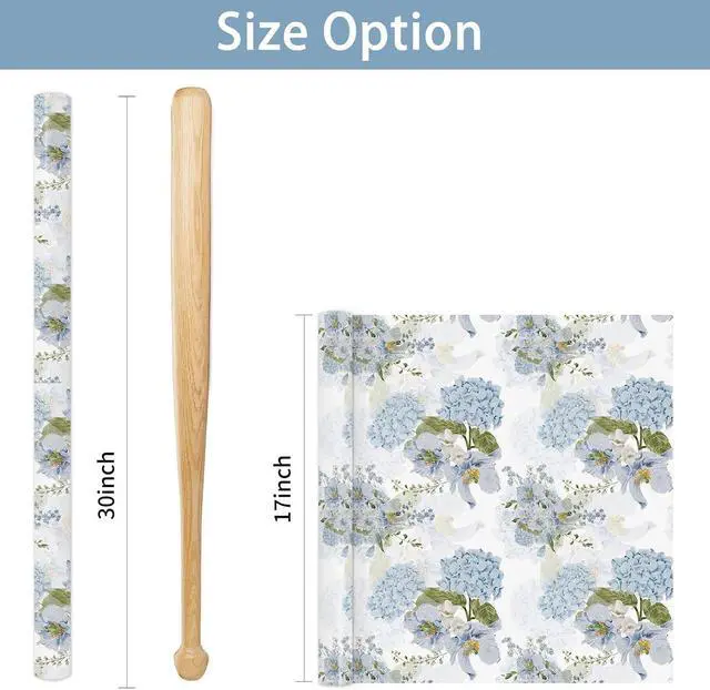 Alt view image 2 of 7 - LeZakaa Floral Wrapping Paper Roll, Blue Hydrangea Flowers Party Gift Wrap for Wedding, Bridal Shower, Baby Shower, Anniversary, Mother's Day, Birthday, 17 inches x 16.4 Feet (23.2 sq.ft.)