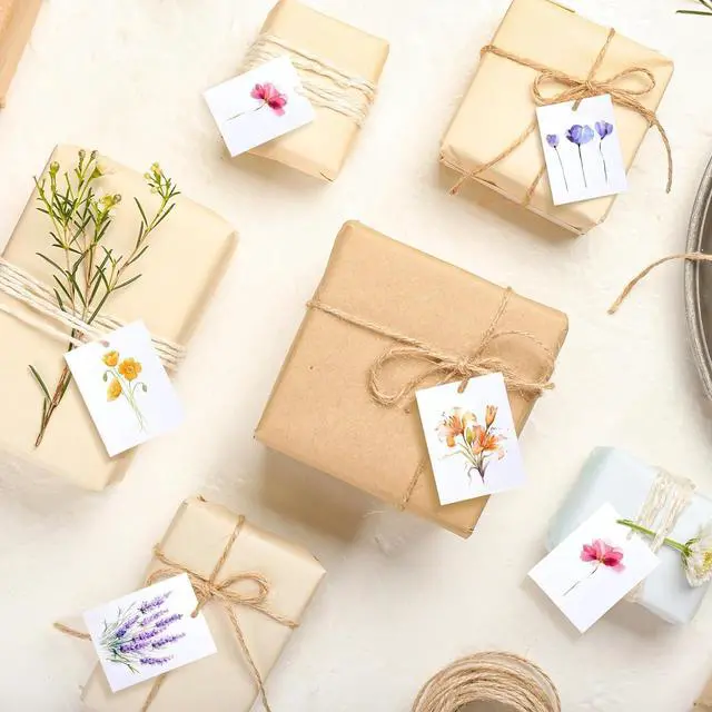 Alt view image 4 of 6 - AmazingSpark 50 Set Gift Tags with String, Artsy Style, Boho