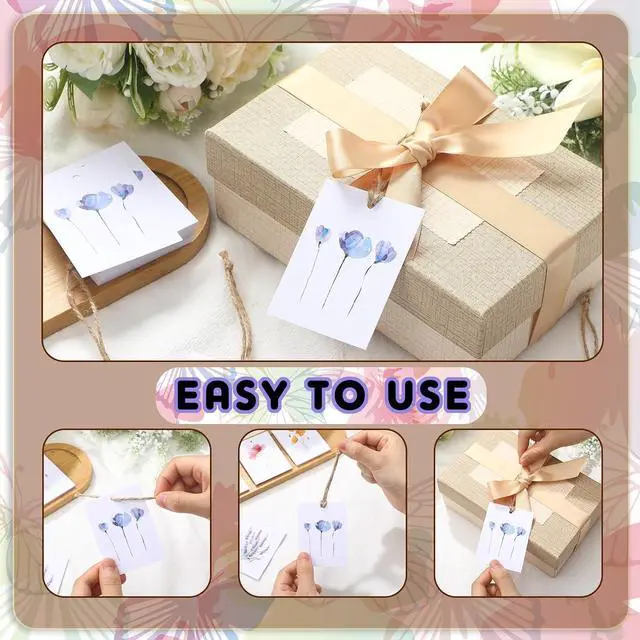 Alt view image 5 of 6 - AmazingSpark 50 Set Gift Tags with String, Artsy Style, Boho