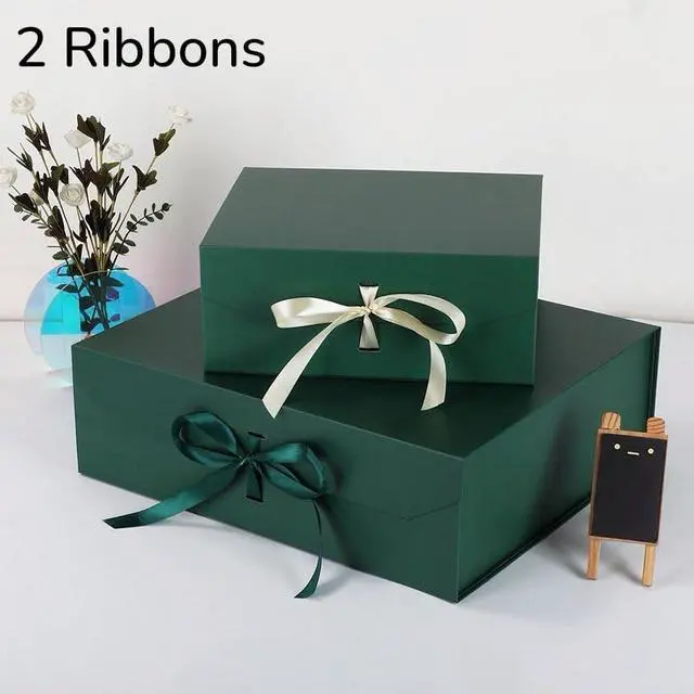 Alt view image 2 of 7 - GoooodGift 1 Green Gift Box 8x7X3.7 Inch,Magnetic Lid Collapsible Gift Box