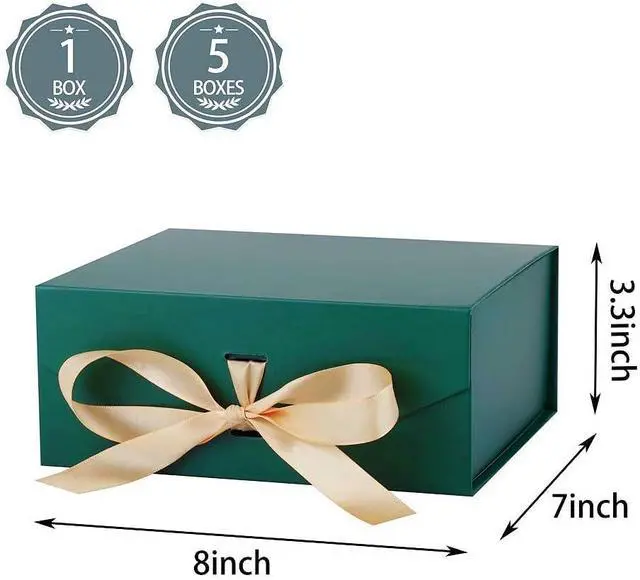 Alt view image 3 of 7 - GoooodGift 1 Green Gift Box 8x7X3.7 Inch,Magnetic Lid Collapsible Gift Box