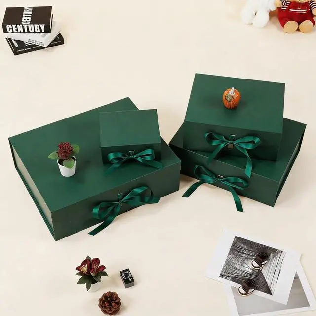Alt view image 6 of 7 - GoooodGift 1 Green Gift Box 8x7X3.7 Inch,Magnetic Lid Collapsible Gift Box