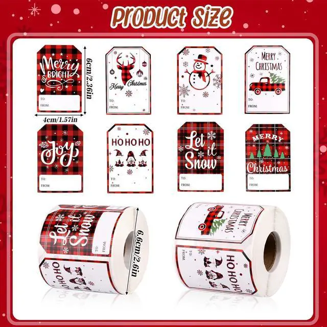 Alt view image 2 of 7 - VEYLIN 500 Pcs Christmas Gift Tags Stickers, Self Adhesive Christmas Name Tags for Xmas Presents and Wrapping Labels Stickers(Snowman Style)