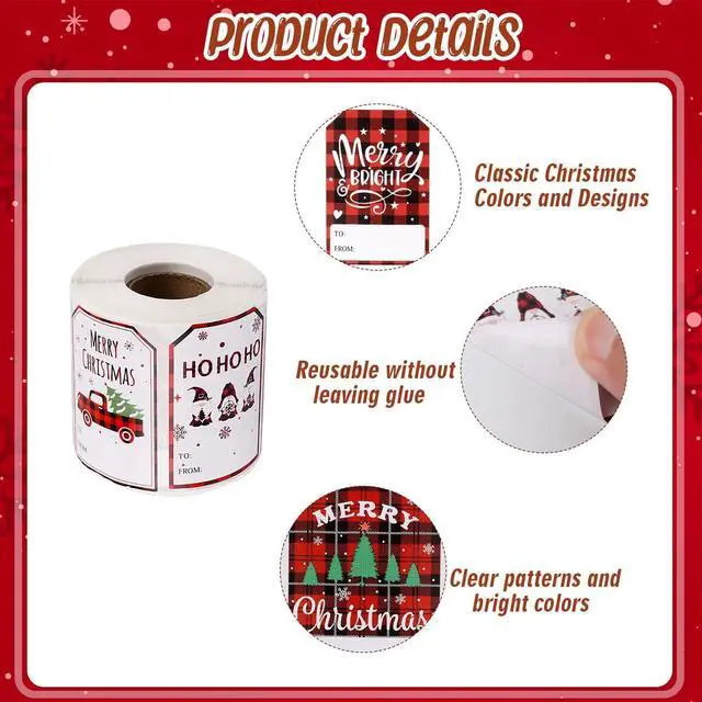 Alt view image 3 of 7 - VEYLIN 500 Pcs Christmas Gift Tags Stickers, Self Adhesive Christmas Name Tags for Xmas Presents and Wrapping Labels Stickers(Snowman Style)