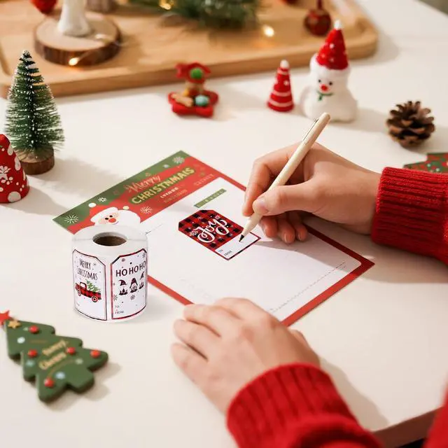 Alt view image 6 of 7 - VEYLIN 500 Pcs Christmas Gift Tags Stickers, Self Adhesive Christmas Name Tags for Xmas Presents and Wrapping Labels Stickers(Snowman Style)
