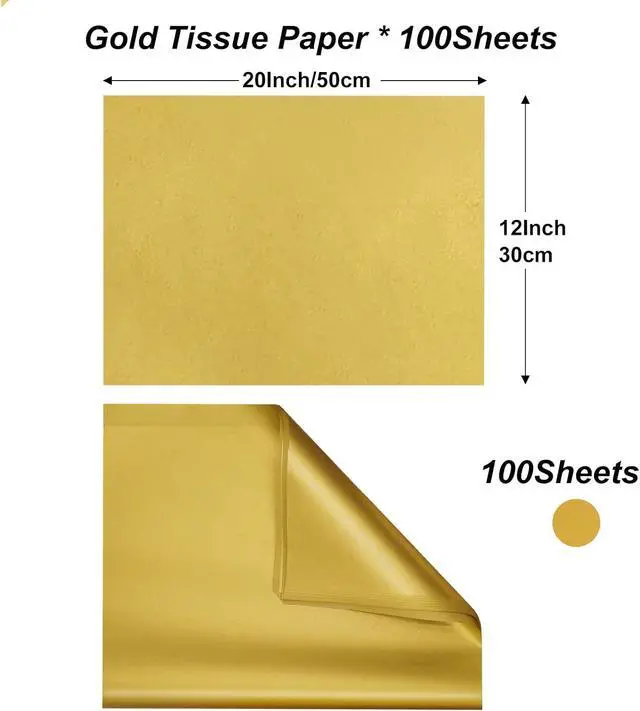 Alt view image 3 of 7 - Jkopsnr 100 Sheets Gold Tissue Paper 20x12 Inches