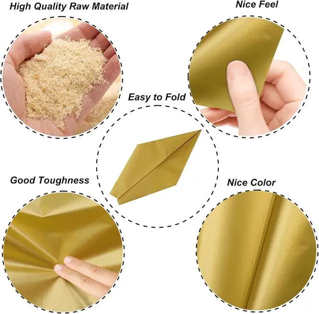Alt view image 4 of 7 - Jkopsnr 100 Sheets Gold Tissue Paper 20x12 Inches