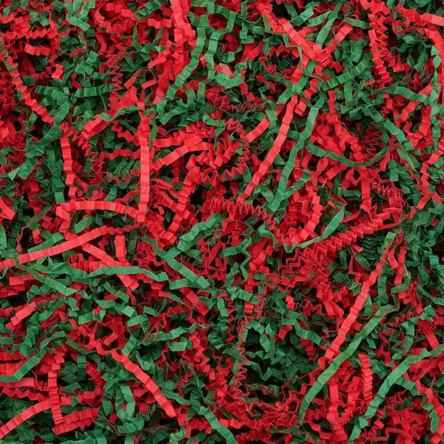 Main image of ROSYJUNE 1/2LB Christmas Crinkle Cut Paper Shred Filler, Red and Green Shredded Paper for Gift Baskets Boxes Filling, Christmas Birthday Holiday Decoration