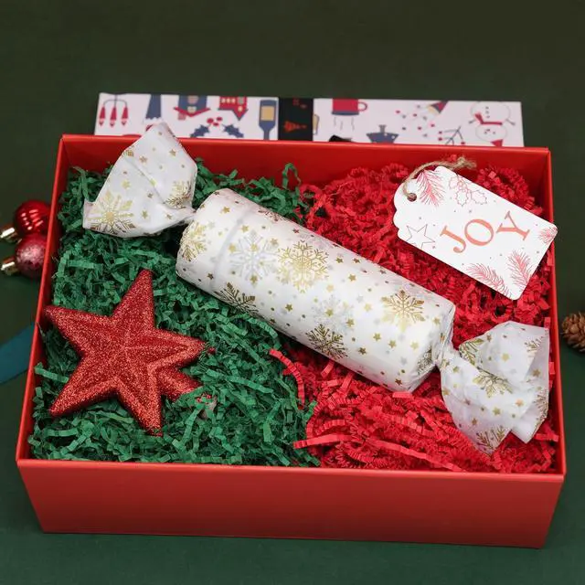 Alt view image 4 of 5 - ROSYJUNE 1/2LB Christmas Crinkle Cut Paper Shred Filler, Red and Green Shredded Paper for Gift Baskets Boxes Filling, Christmas Birthday Holiday Decoration
