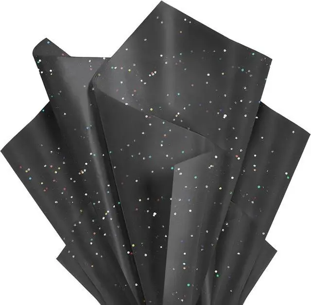 Main image of Black Glitter Tissue Paper for Gift Bags 36 Sheets 14x20 Inch - Recyclable Wrapping Paper for Weddings, Birthdays, Party & Festival Decorations DIY Craft Supplies