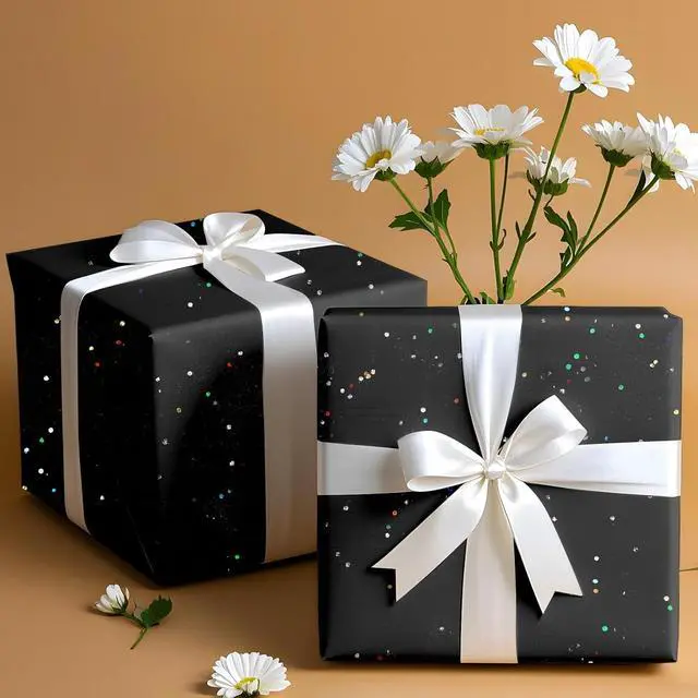 Alt view image 2 of 7 - Black Glitter Tissue Paper for Gift Bags 36 Sheets 14x20 Inch - Recyclable Wrapping Paper for Weddings, Birthdays, Party & Festival Decorations DIY Craft Supplies