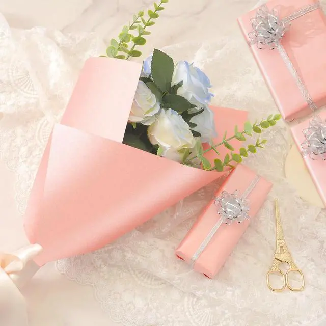 Alt view image 7 of 7 - Juertime Pink Wrapping Paper for Girl Women, Mini Roll 17 In X 32.8 Ft