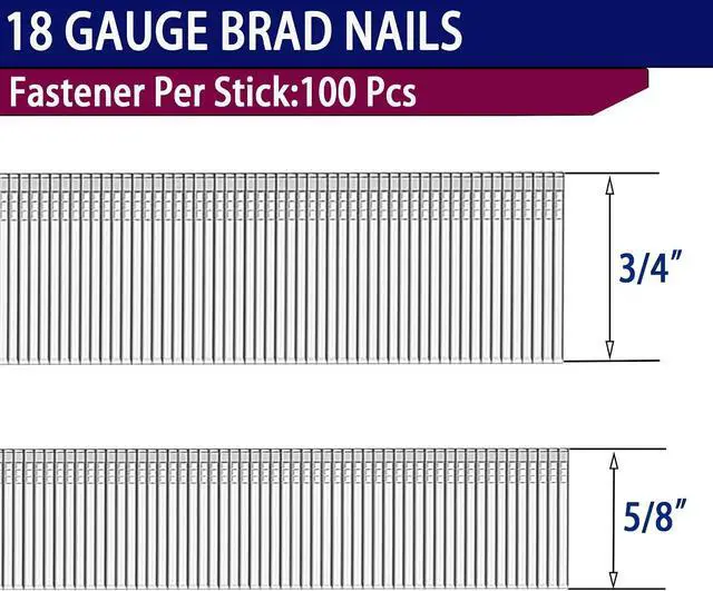 Alt view image 3 of 7 - HW HAMWOO 18 Gauge 1800PCS,1/4" Narrow Crown Staples (1/2"- 400; 3/4"- 400; 1"- 400) and Brad Nails (5/8"-300,3/4"-300), Suitable for Most Brand of 18 Gauge Stapler