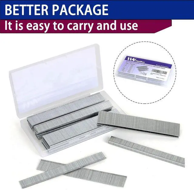 Alt view image 6 of 7 - HW HAMWOO 18 Gauge 1800PCS,1/4" Narrow Crown Staples (1/2"- 400; 3/4"- 400; 1"- 400) and Brad Nails (5/8"-300,3/4"-300), Suitable for Most Brand of 18 Gauge Stapler