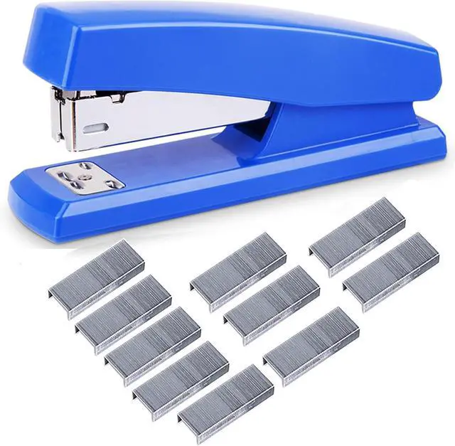 Main image of Labor Saving Black Desktop Staple, 4.8 Inch Stapler with 500 Pcs No.12 Staples for 20 Sheets Capacity (Blue)
