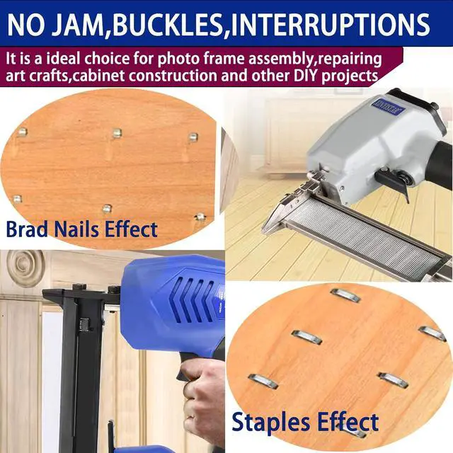 Alt view image 7 of 7 - HW HAMWOO 18 Gauge 1800PCS,1/4" Narrow Crown Staples (1/2"- 400; 3/4"- 400; 1"- 400) and Brad Nails (5/8"-300,3/4"-300), Suitable for Most Brand of 18 Gauge Stapler