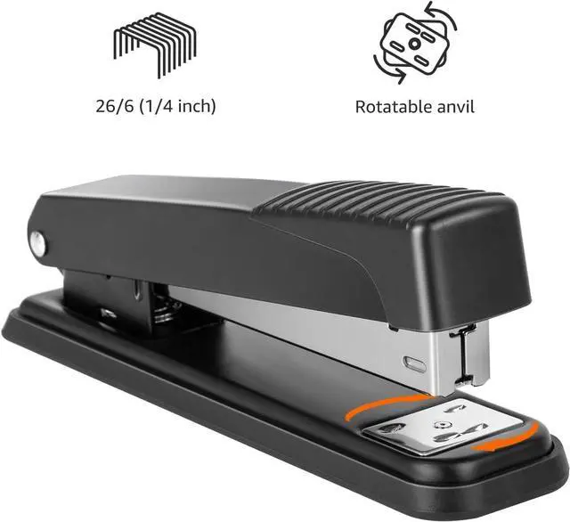 Alt view image 3 of 7 - Amazon Basics Full-Strip Metal Office Desktop Stapler, 20 Sheet Capacity, Non-Slip, Black, 3-Pack