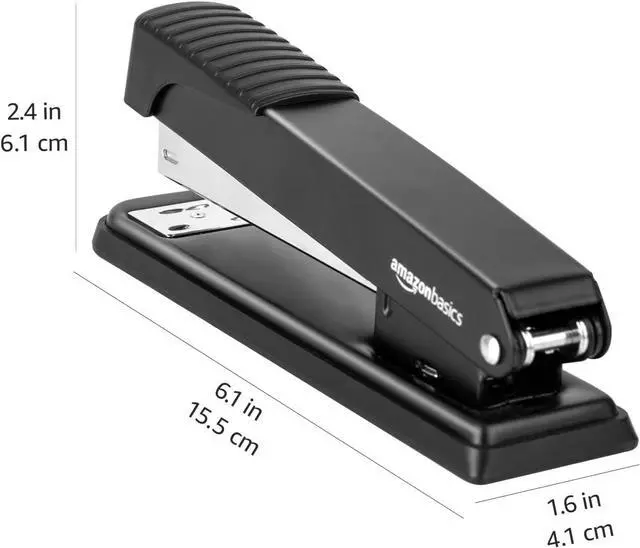 Alt view image 6 of 7 - Amazon Basics Full-Strip Metal Office Desktop Stapler, 20 Sheet Capacity, Non-Slip, Black, 3-Pack
