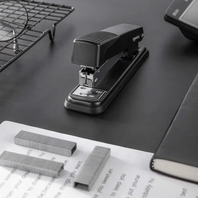 Alt view image 7 of 7 - Amazon Basics Full-Strip Metal Office Desktop Stapler, 20 Sheet Capacity, Non-Slip, Black, 3-Pack