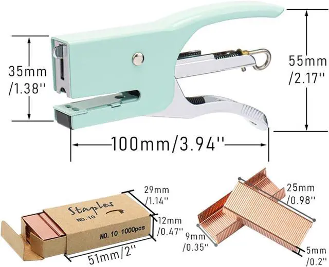 Alt view image 6 of 7 - Mini Green Plier Stapler & 1000 No.10 Staples