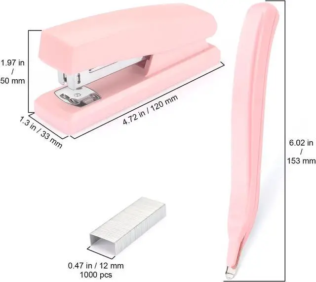Alt view image 2 of 7 - ZZTX Desktop Stapler with Remover & 1000 Staples Pink