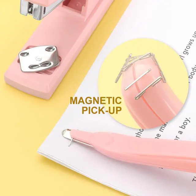 Alt view image 4 of 7 - ZZTX Desktop Stapler with Remover & 1000 Staples Pink