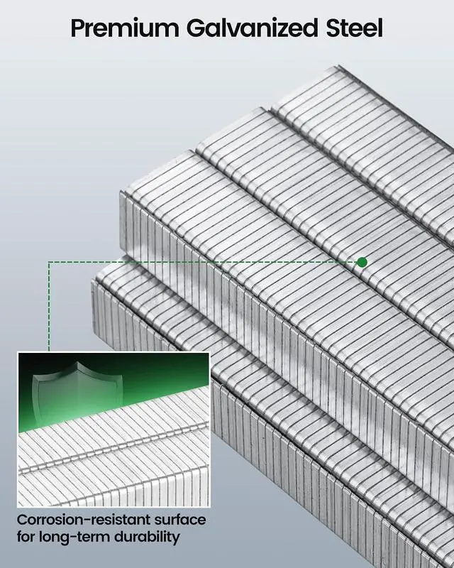 Alt view image 5 of 7 - meite T50 Staples, 1/4", 3/8" and 1/2" Leg Staples for Staple Gun, 2,520 Counts, Galvanized, 20 Gauge 3/8 Inch Crown, Ideal for for Upholstery, Construction, Furniture, Crafts