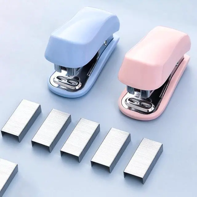 Alt view image 4 of 7 - WIWUE GUO Mini Stapler, Blue & Pink